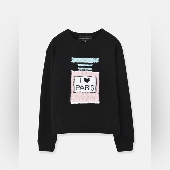 Michaela Buerger Sweaters - Michaela Buerger I Love Paris Crewneck Sweatshirt Black Medium Stretch EUC